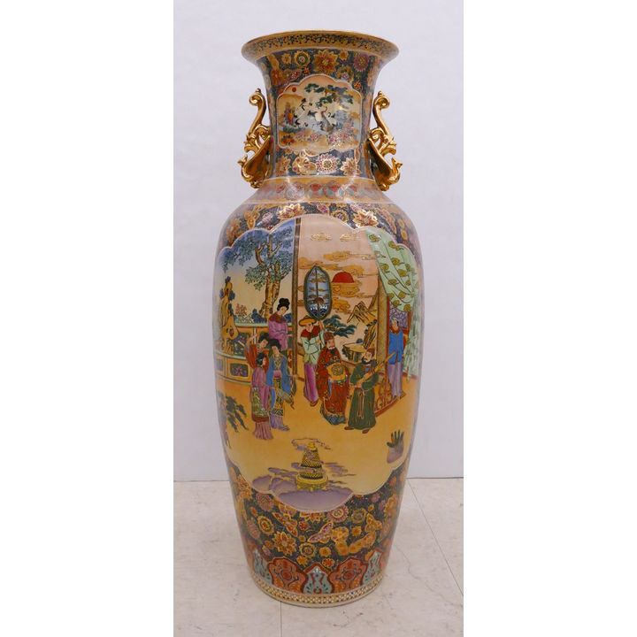 Large Chinese Gilt Porcelain Floor Vase- 36 x 13''