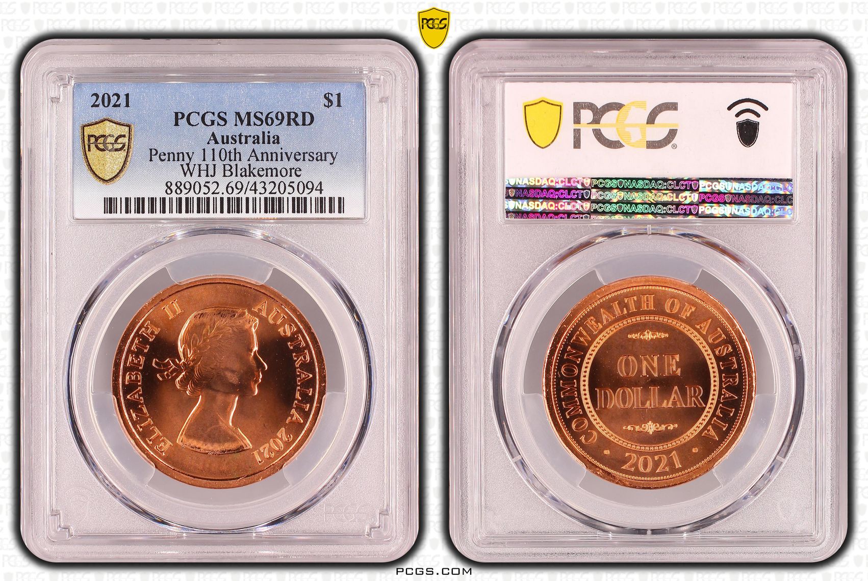 2021 Australia One Dollar, $1 Penny 110th Anniversary PCGS - MS69RD -094
