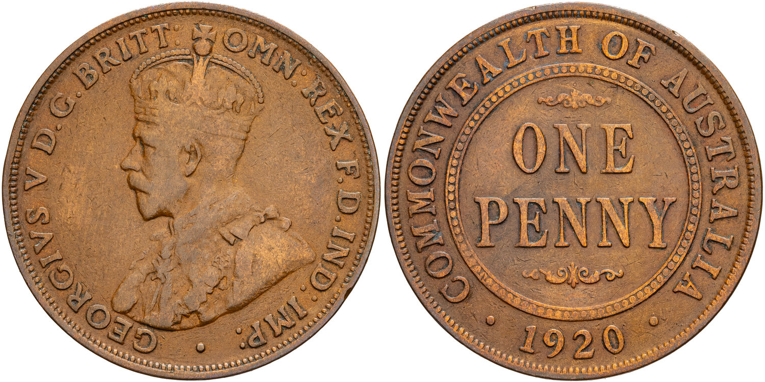 George V, Penny, 1920, Fine