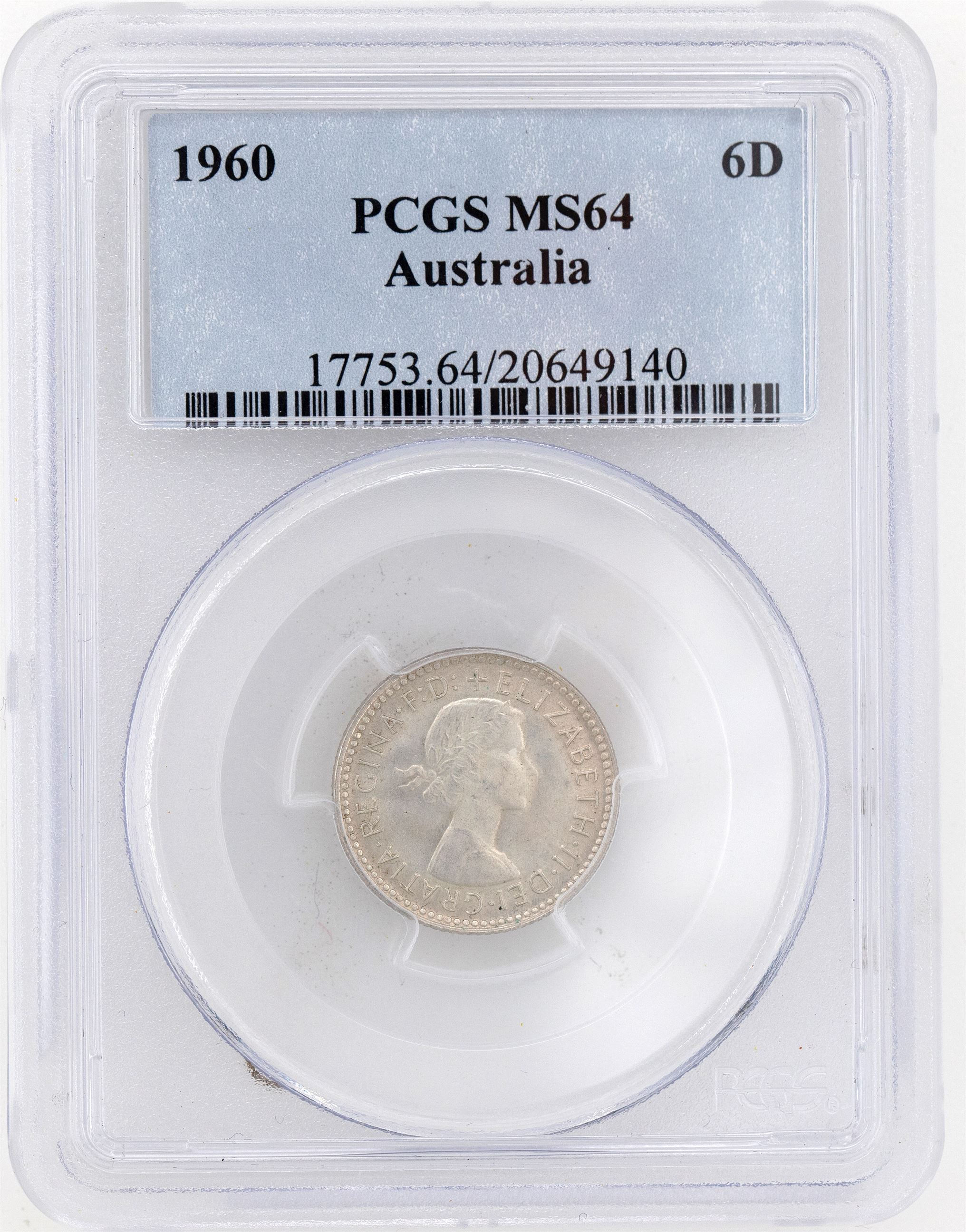1960(m) Australia Sixpence PCGS - MS64 -140