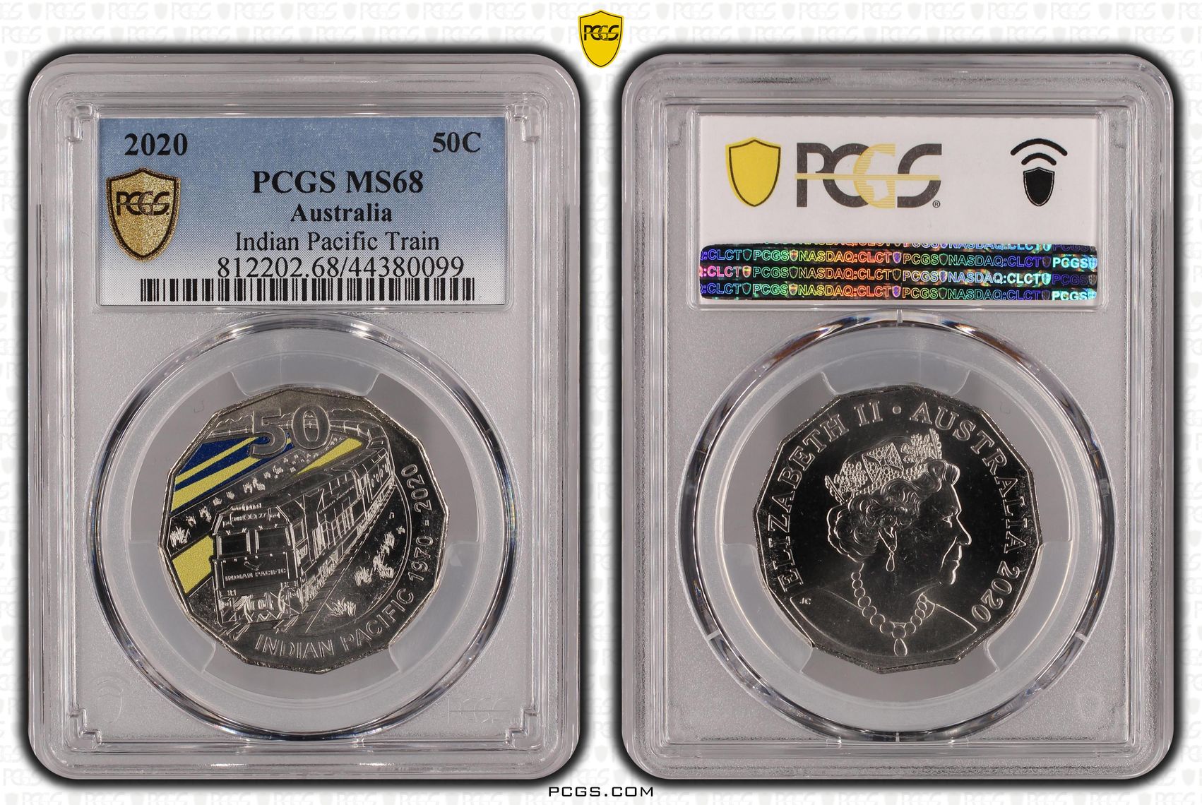 Indian Pacific Train, Fifty Cent, 2020, PCGS MS 68
