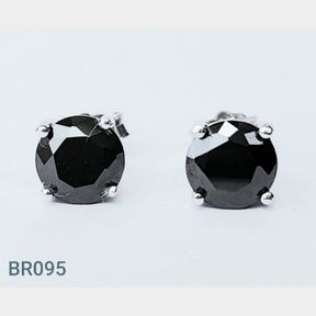 STERLING SILVER BLACK ROUND CZ STUDS - 51543/245