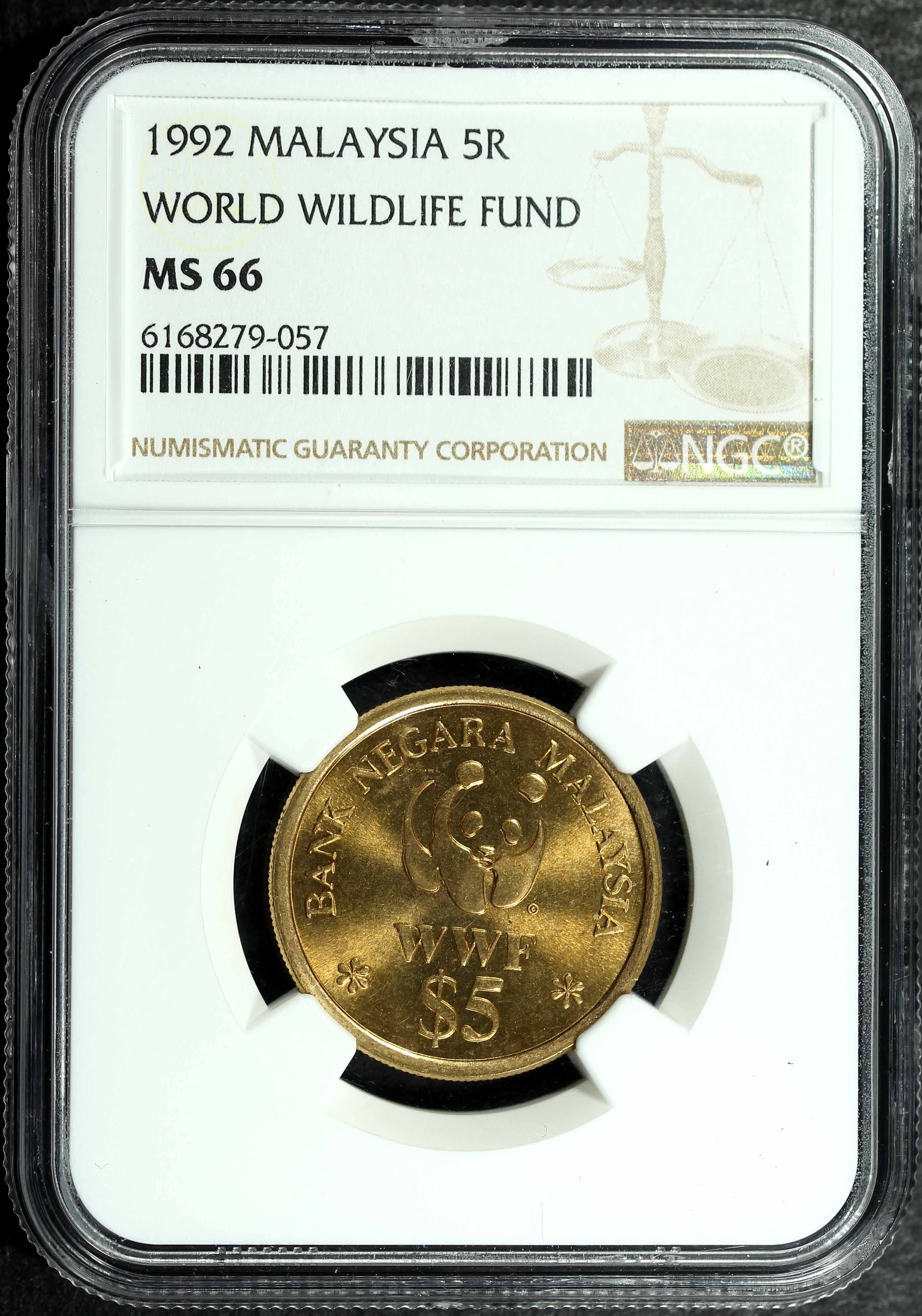 Malaysia, 1992, 5 Ringgit, 20th Anniversary of WWF, NGC MS66