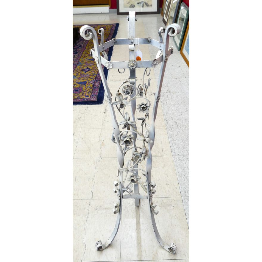 Vintage Wrought Iron White Floral Plant Stand 36''x13''