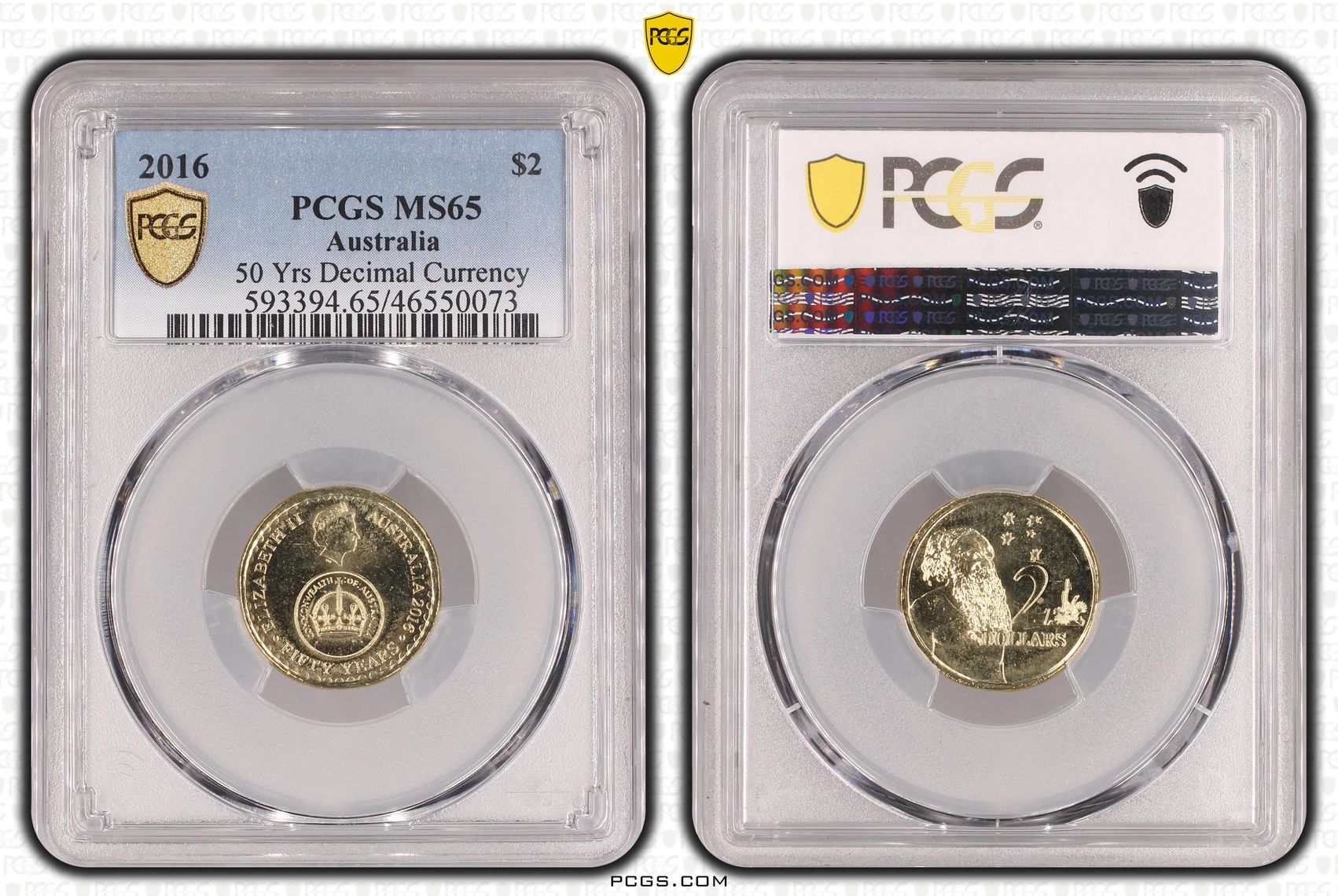 Elizabeth II, 50 Yrs Decimal Currency, Two Dollar, 2016, PCGS MS65