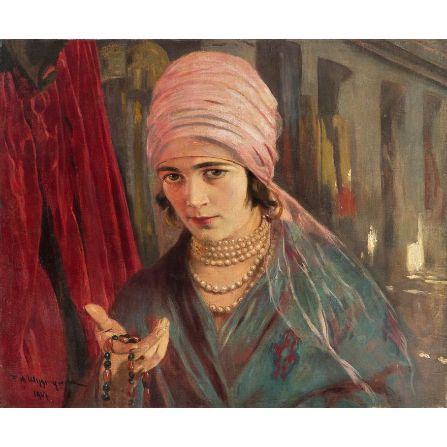 Feliks Michał Wygrzywalski | Kobieta z koralami, 1907 r.