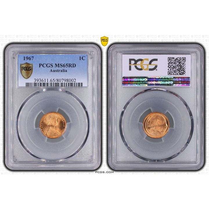 Elizabeth II, One Cent, 1967, PCGS MS65RD