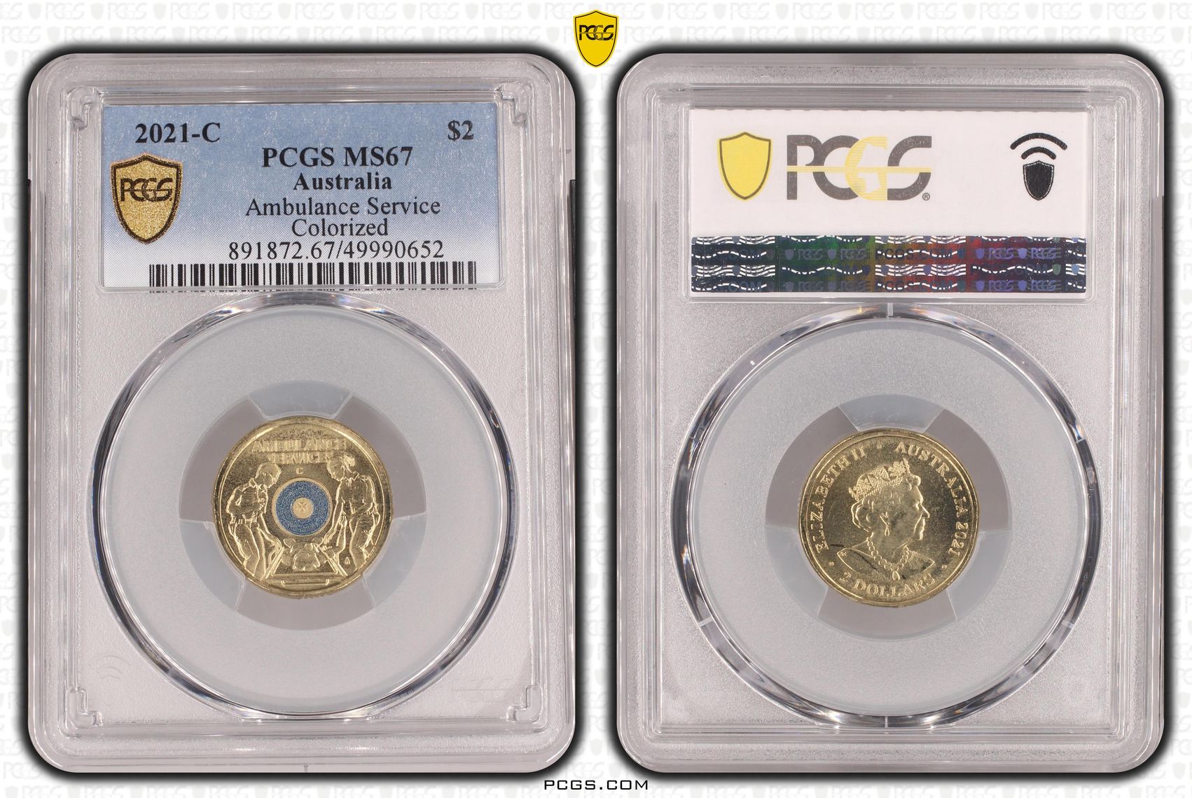 480 · Ambulance Service - Colorized , Two Dollar, 2021-C, PCGS MS67