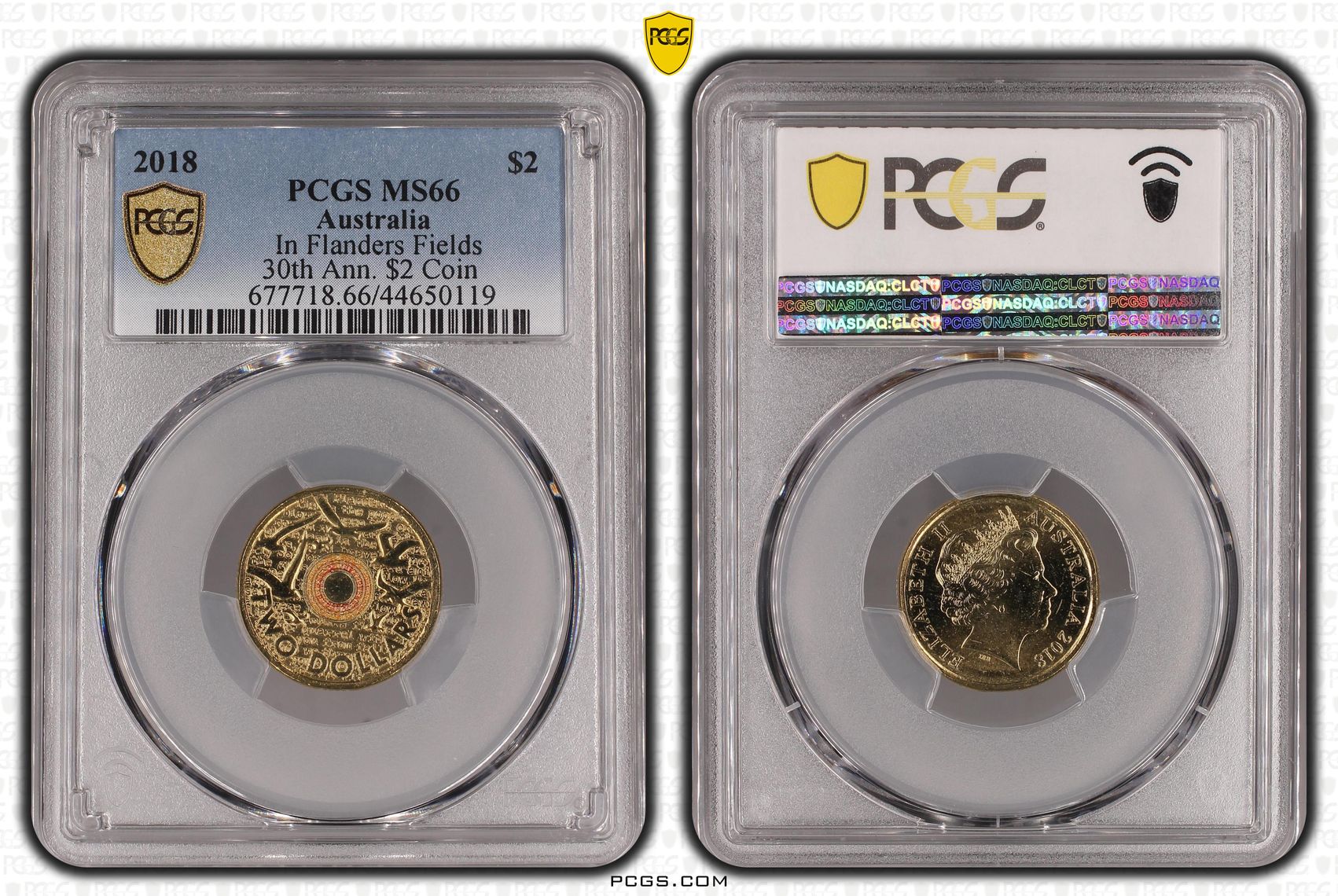 292 · 2018 Australia Two Dollar, $2 Remembrance Day In Flanders Fields 30th Ann. $2 Coin PCGS - MS66 -119