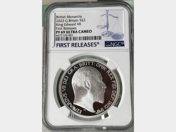 2022 MONARCH SERIES EDWARD VII SILVER 1oz PROOF 2 POUND PF69 UCAM FIRST RELEASES