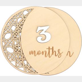 BABY MONTHLY MILESTONE, WOODEN BABY MILESTONE SIGNS, MONTHLY MILESTONE WOOD DISCS, BABY MILESTONE DISCS, BABY PHOTO PROPS CARDS IN