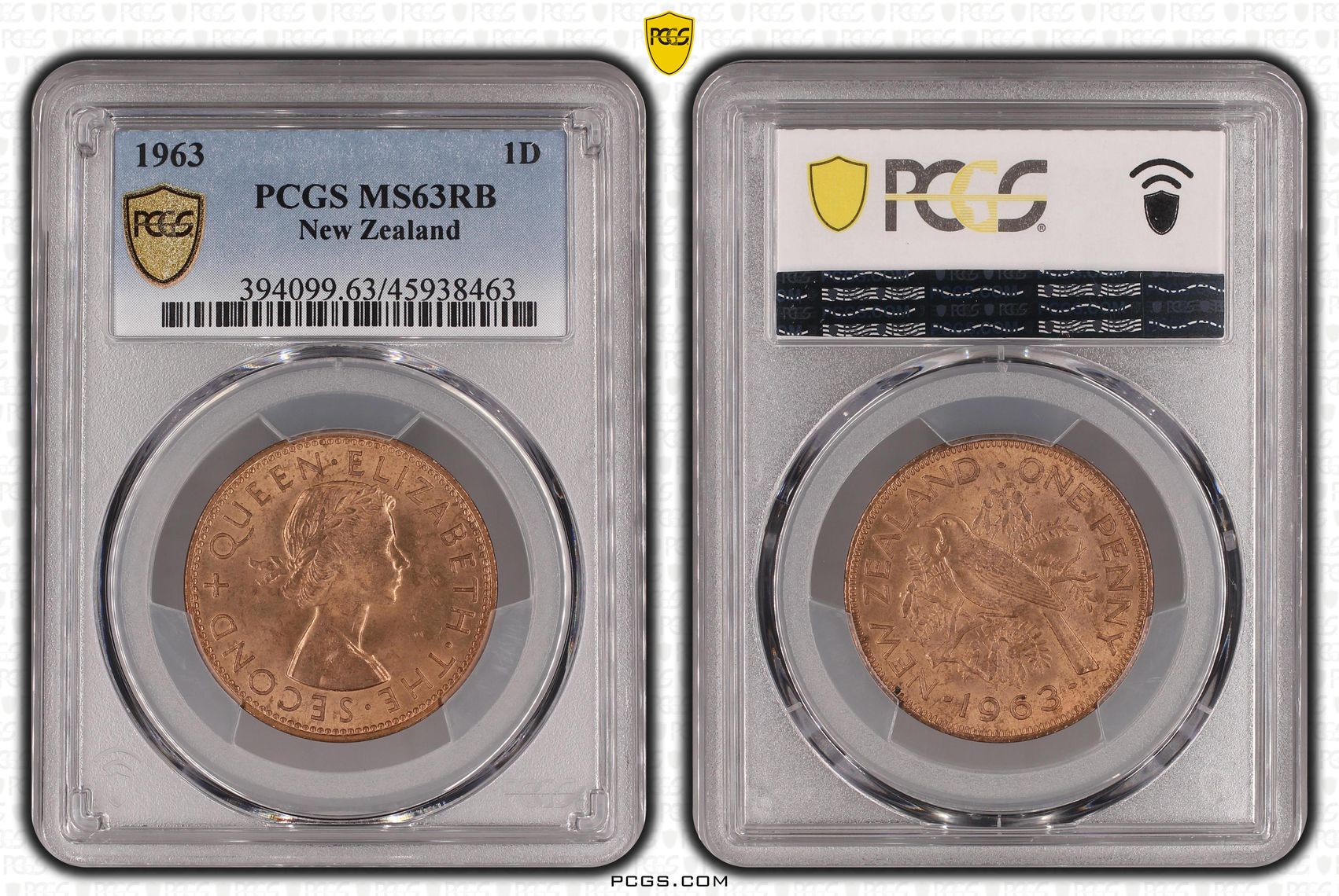 1963 New Zealand Penny PCGS - MS63RB POP 1/0 -463