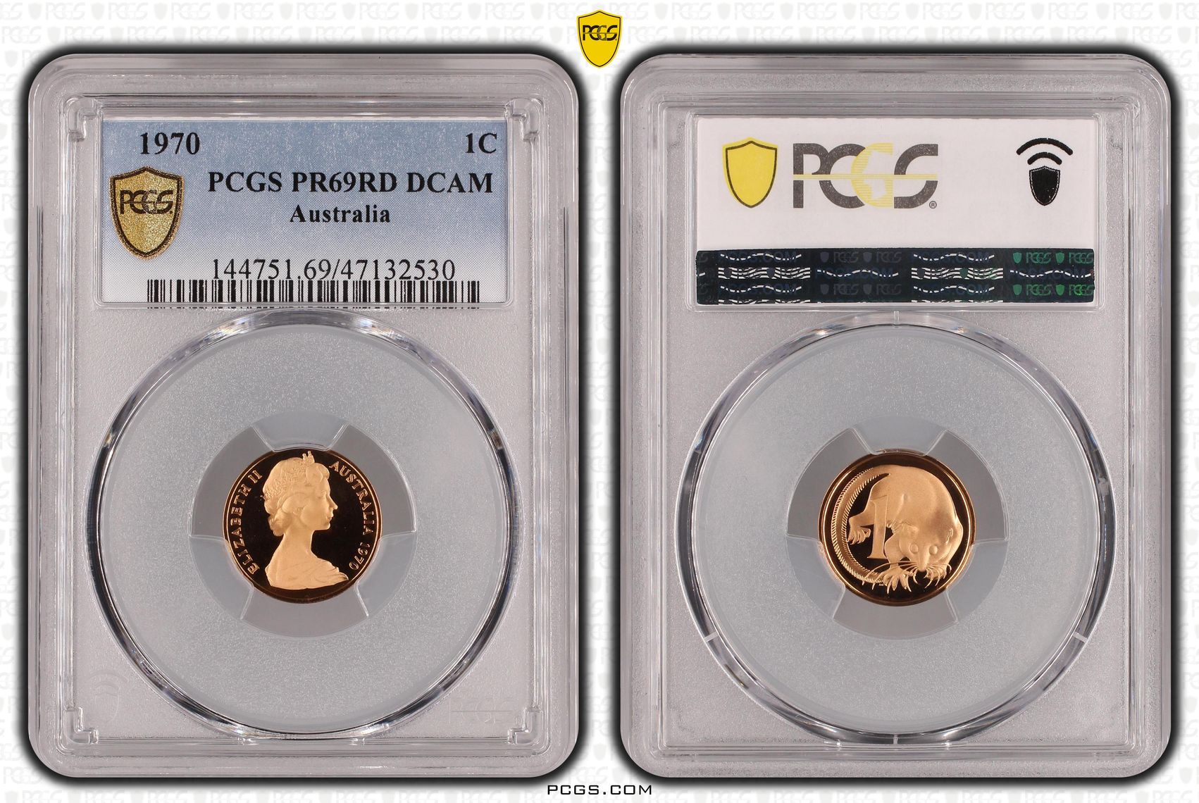 Elizabeth II, One Cent, 1970, PCGS PR69DCAM