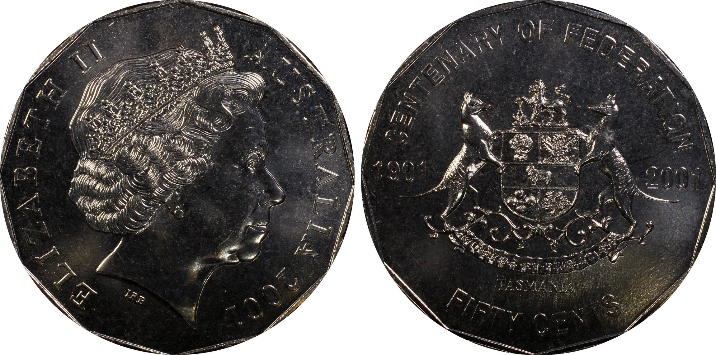 Tasmania POP 15/0, Fifty Cent, 2001, PCGS MS68