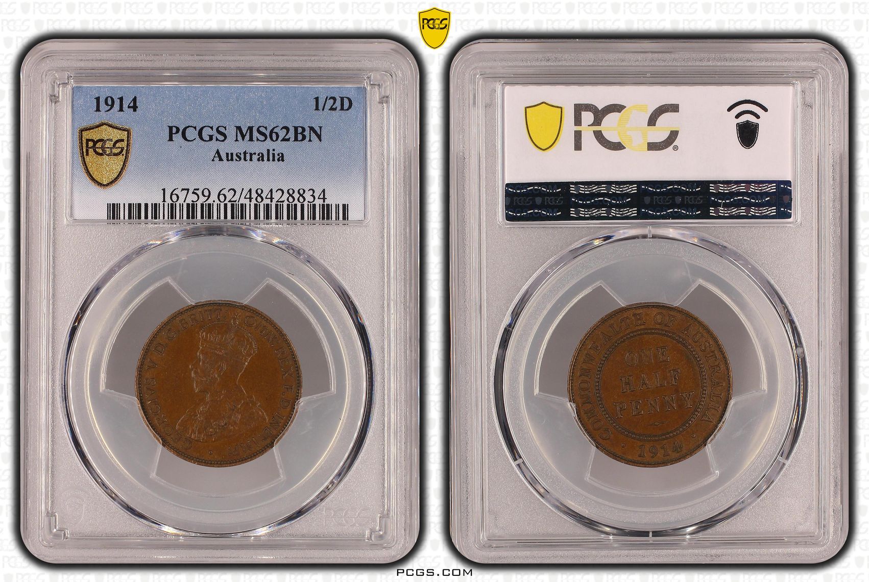 Halfpenny, 1914, PCGS MS 62BN