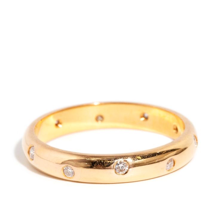 Hammer Set Diamond 18ct Gold Ring,