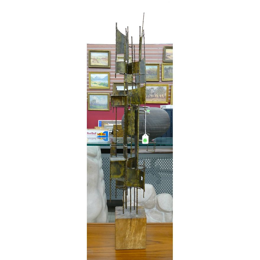 Mid Century Brutalist Brass Sculpture 42''