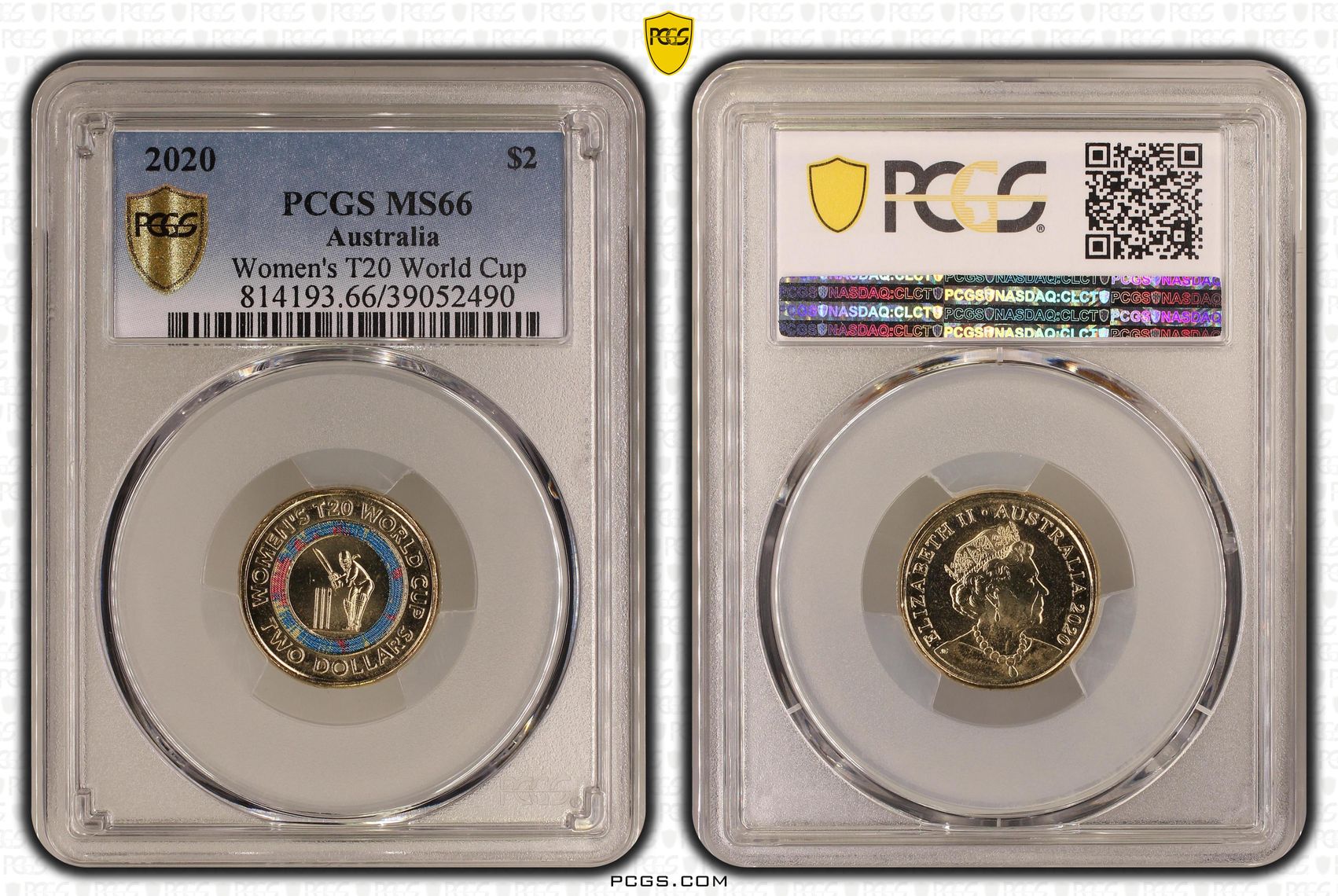 Women's T20 World Cup Colourised, Two Dollar, 2020, PCGS MS66