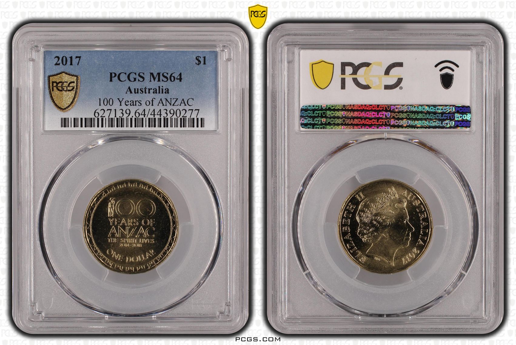 100 Years of ANZAC, One Dollar, 2017, PCGS MS 64
