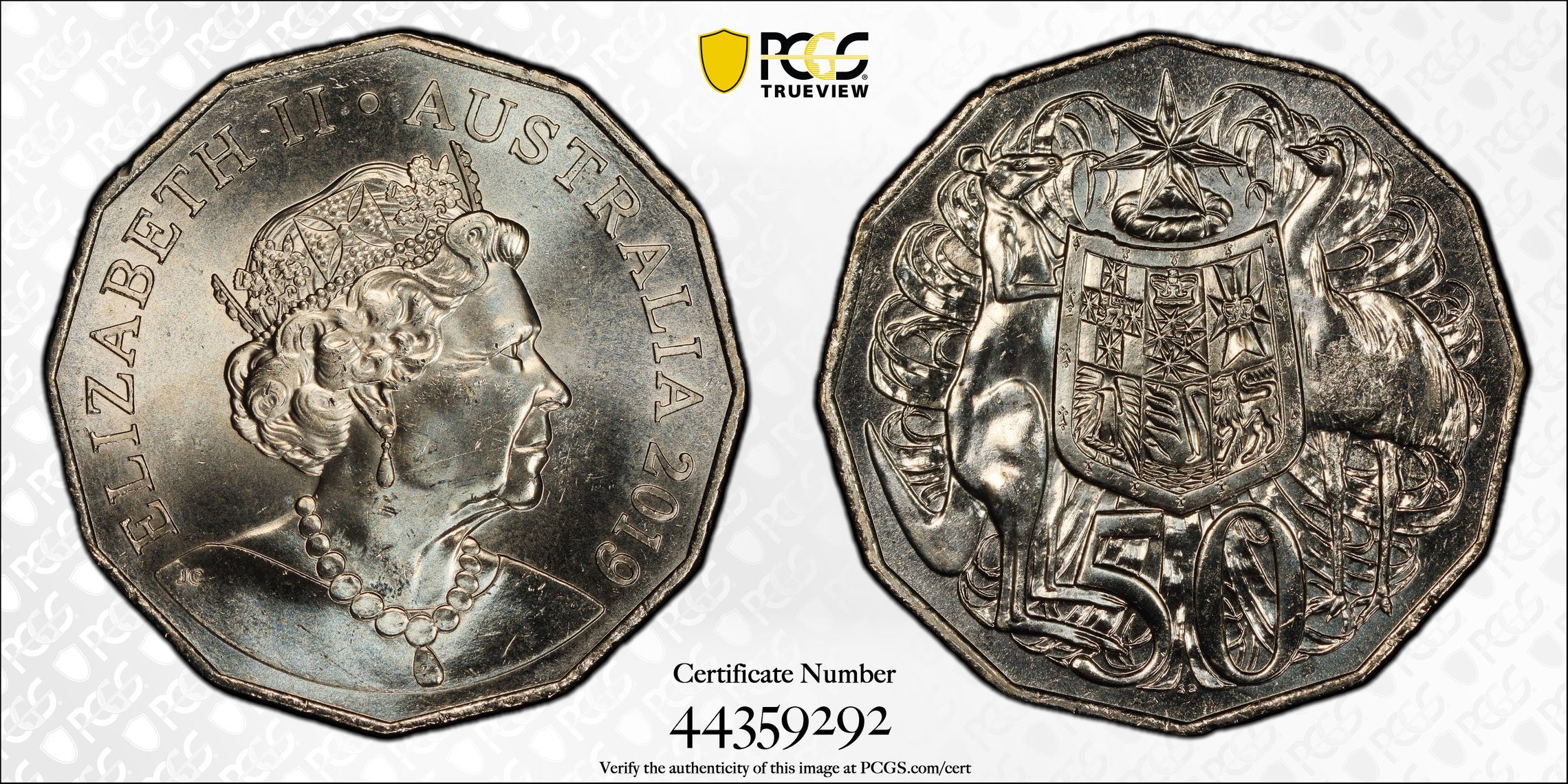 Elizabeth II, Dodecagon 50C 50th Ann. J. Clark Effigy, Fifty Cent, 2019, PCGS MS65