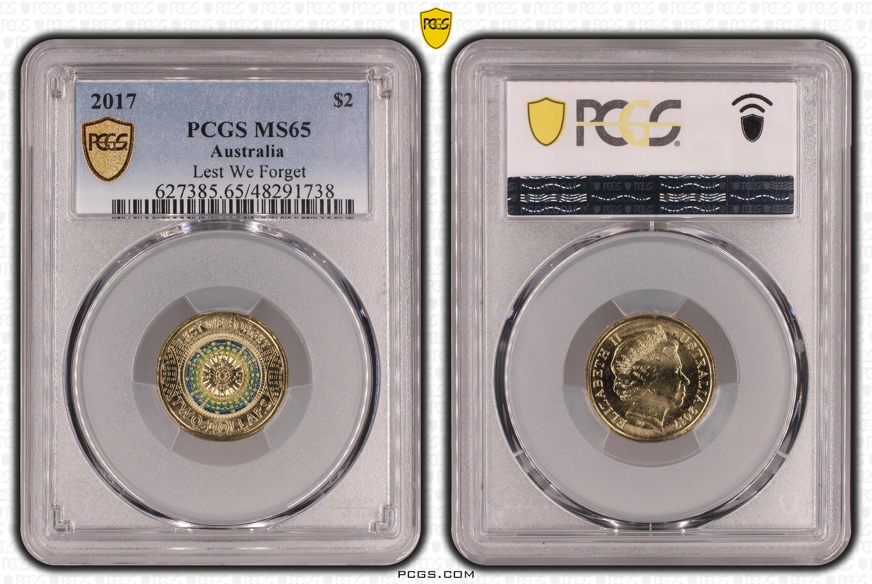 Lest We Forget Colorized , Two Dollar, 2017, PCGS MS65