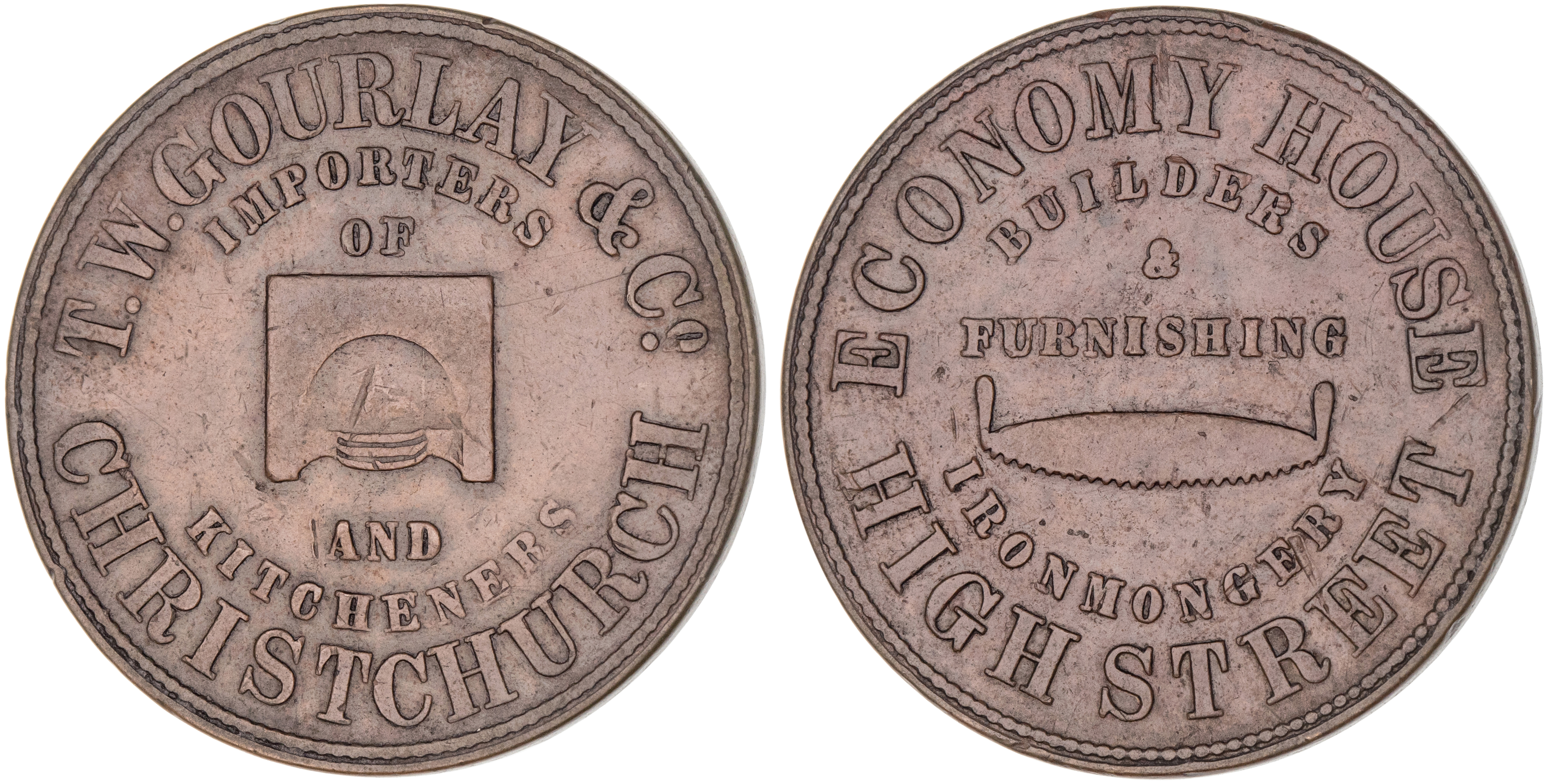 Christchurch, New Zealand, T. W. Gourlay & Co., Penny, EF