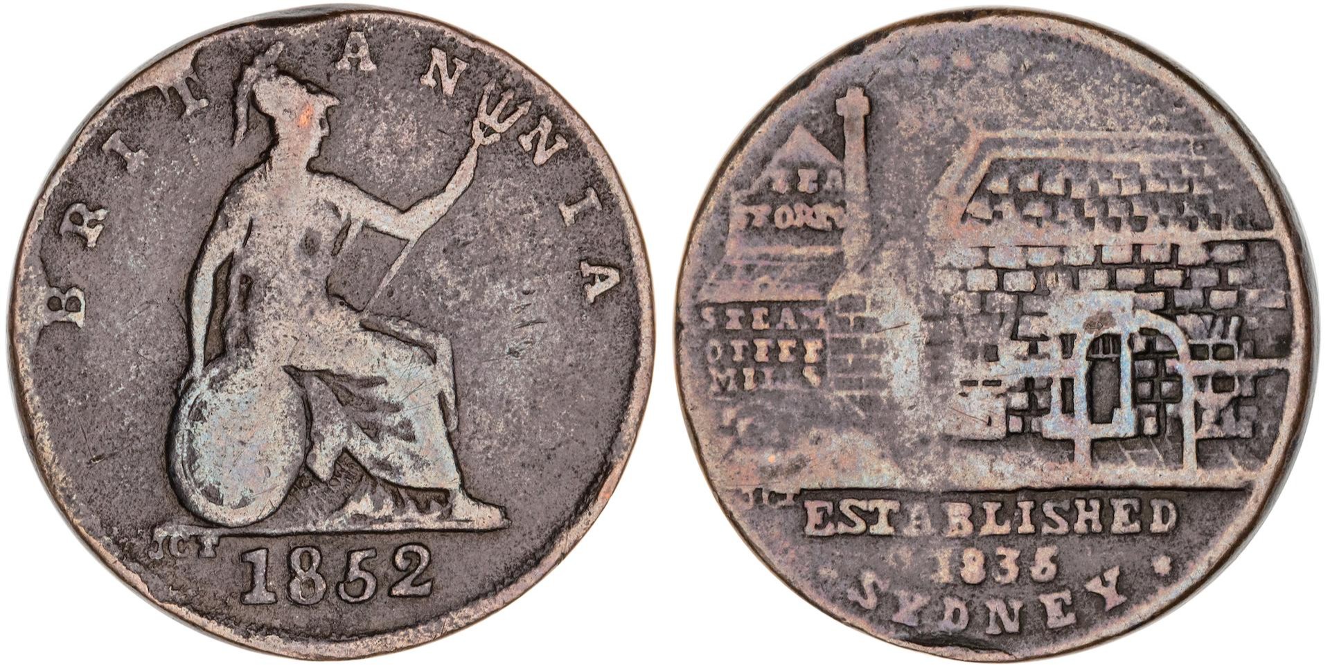 Sydney, New South Wales, Peek & Campbell, Halfpenny, 1852, aVF