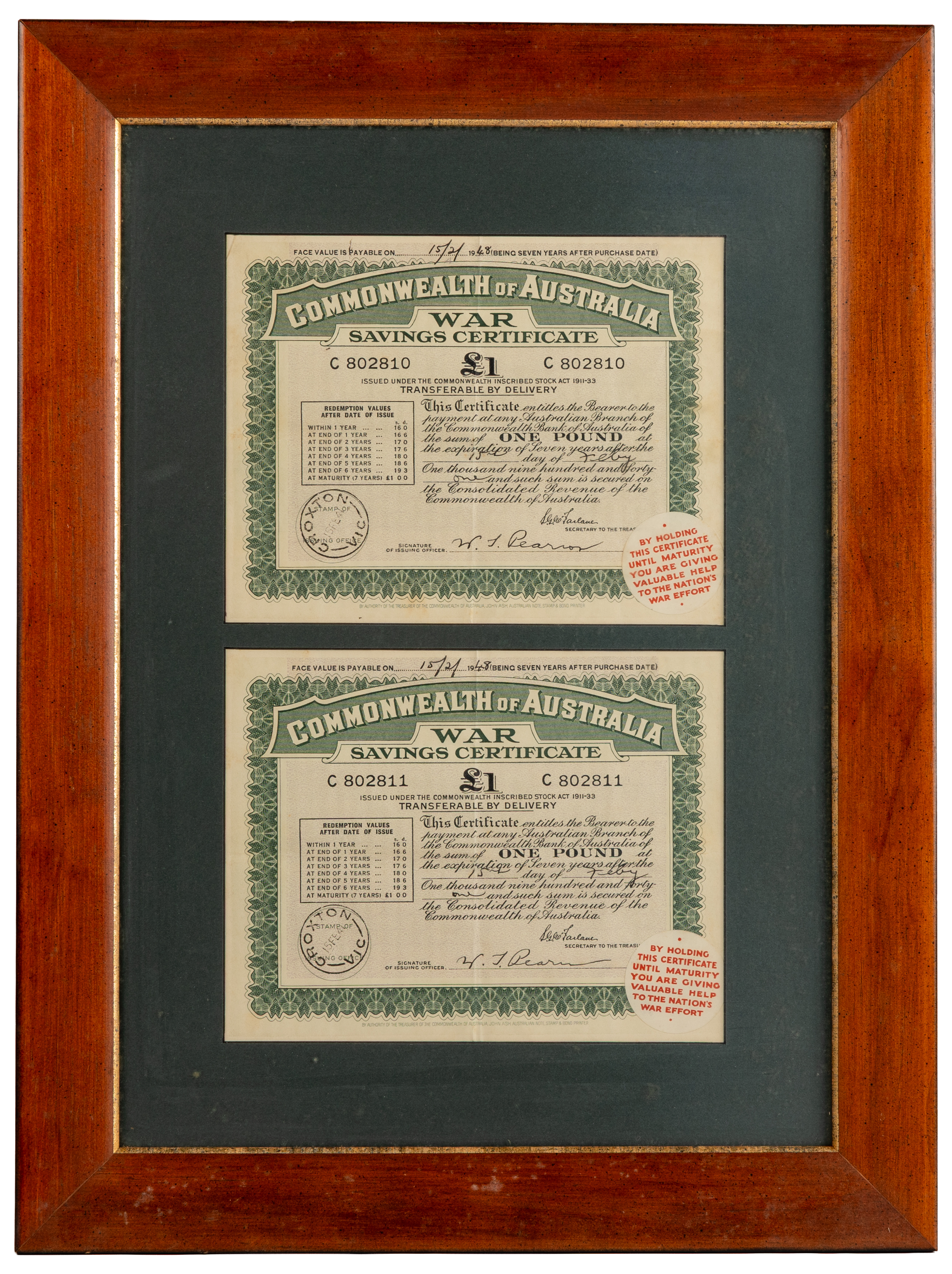 227 · War Savings Certificate, One Pound, 1941,  VF