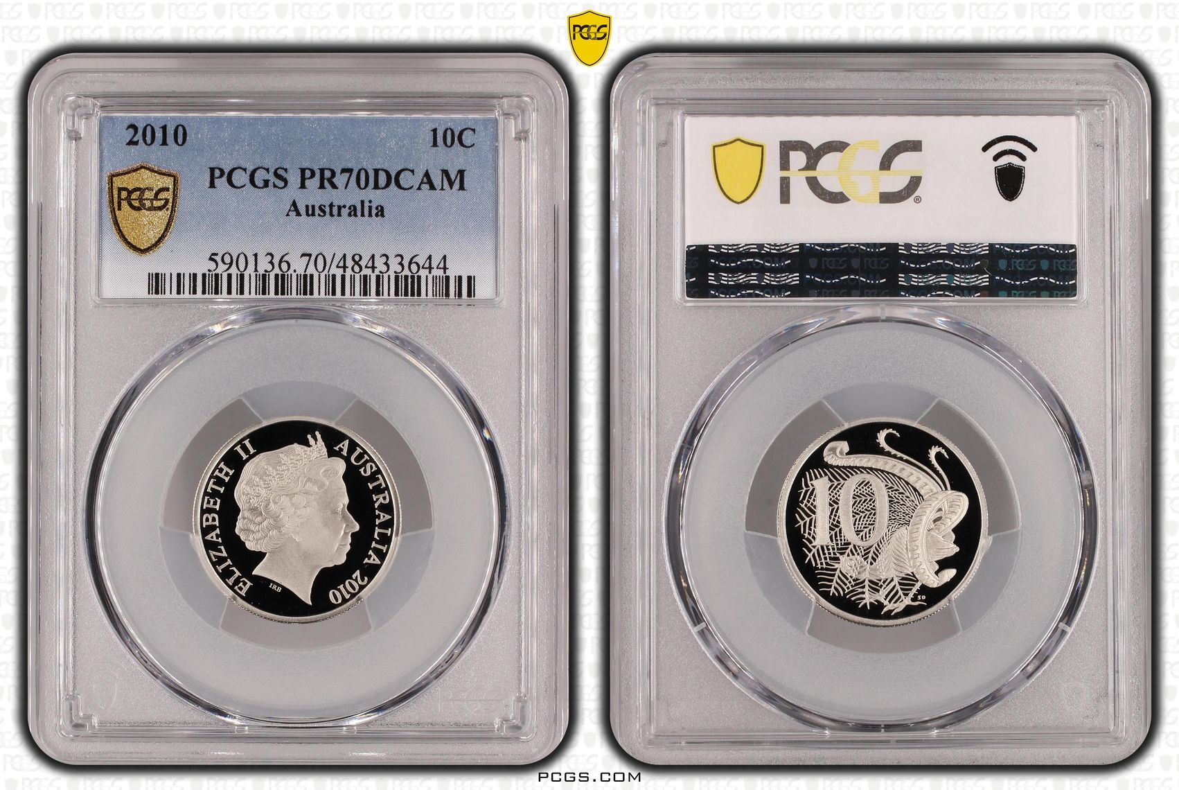 Elizabeth II, Ten Cent, 2010, PCGS PR70DCAM
