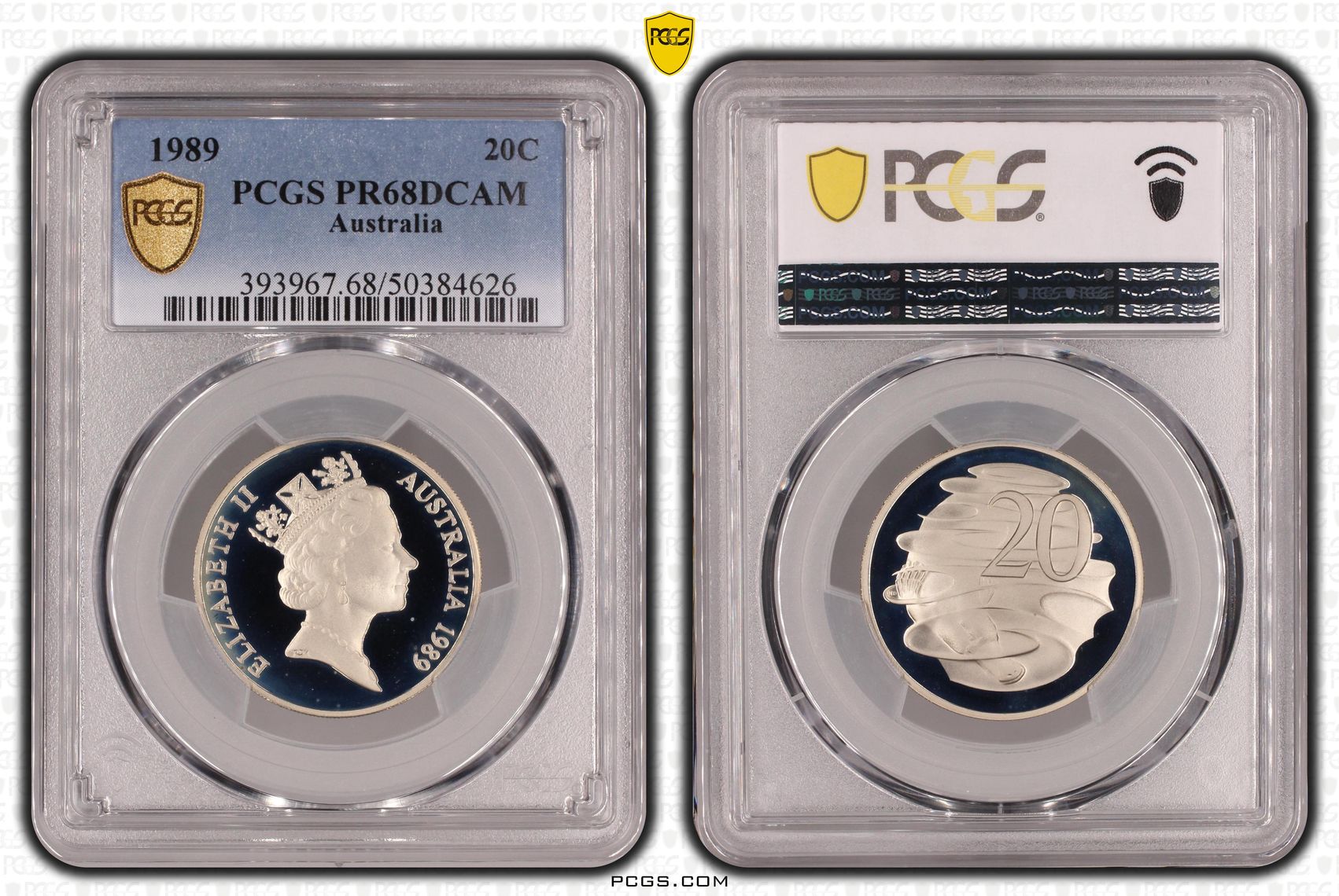 Twenty Cent, 1989, PCGS PR68DCAM
