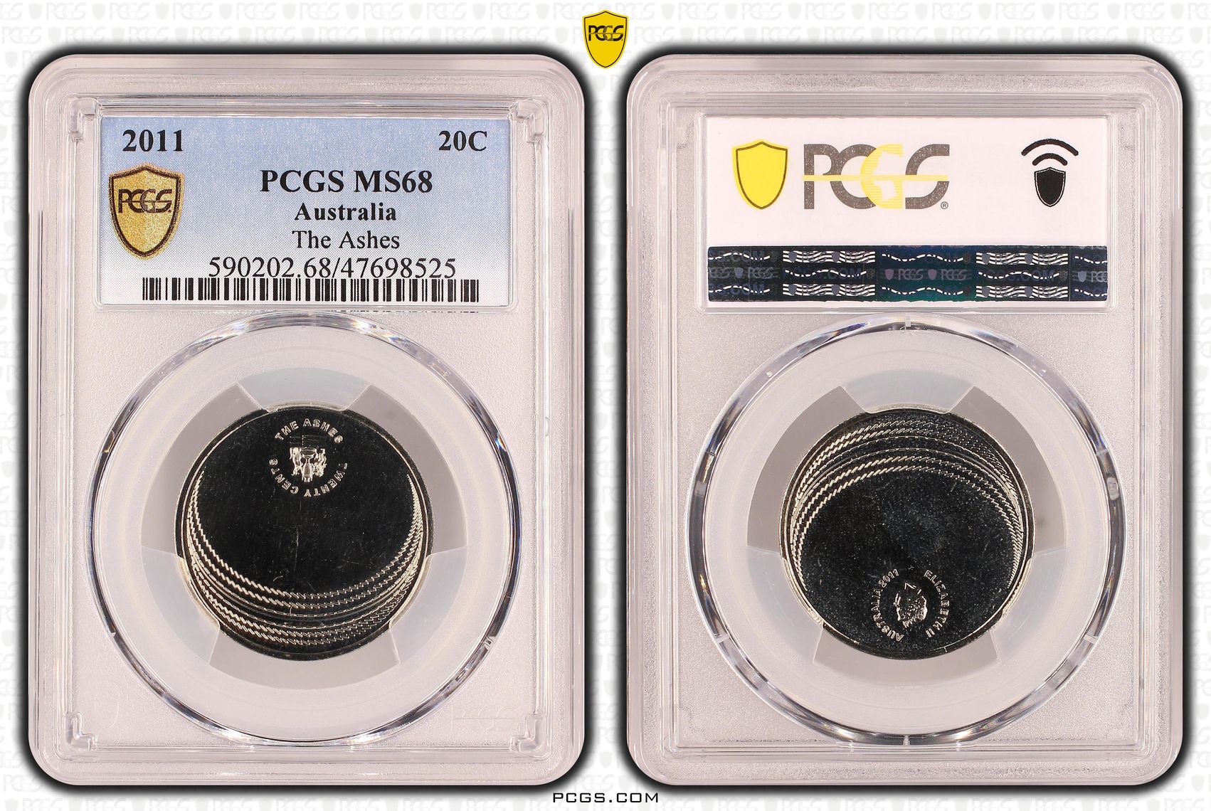Elizabeth II, The Ashes, Twenty Cent, 2011, PCGS MS68