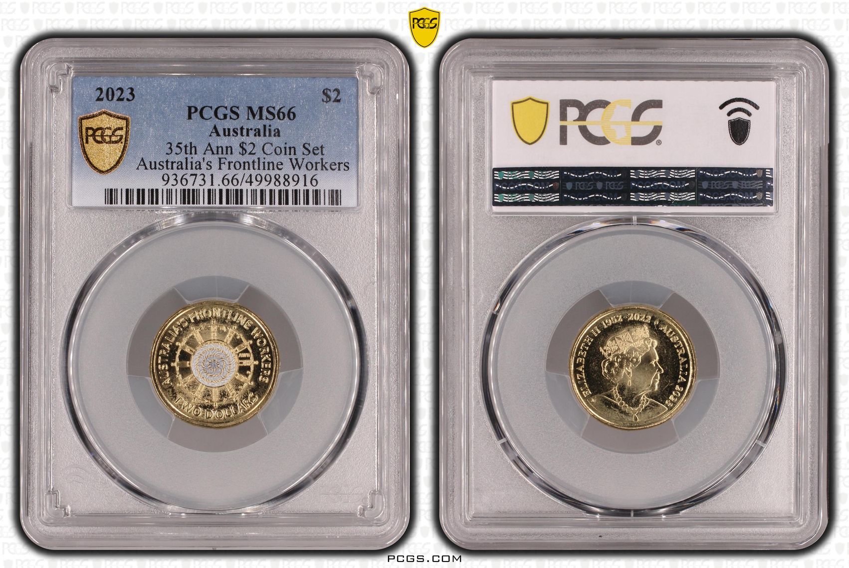 35th Ann $2 Coin Set Colorized - Australia's Frontline Worke , Two Dollar, 2023, PCGS MS66