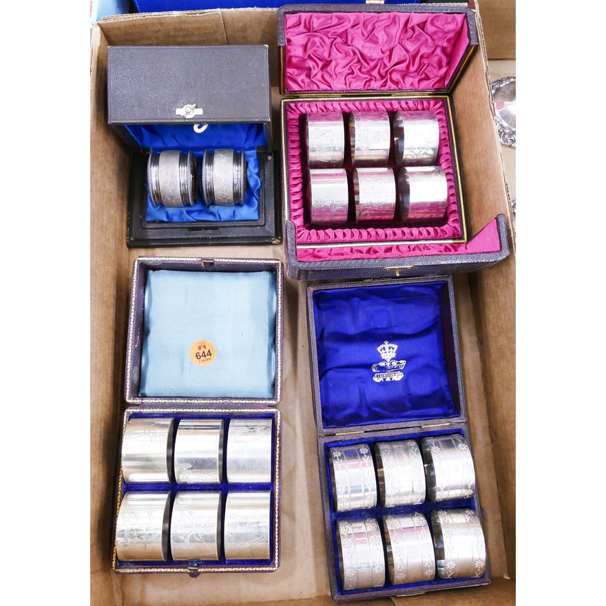 Box Victorian Silverplate Napkin Ring Sets