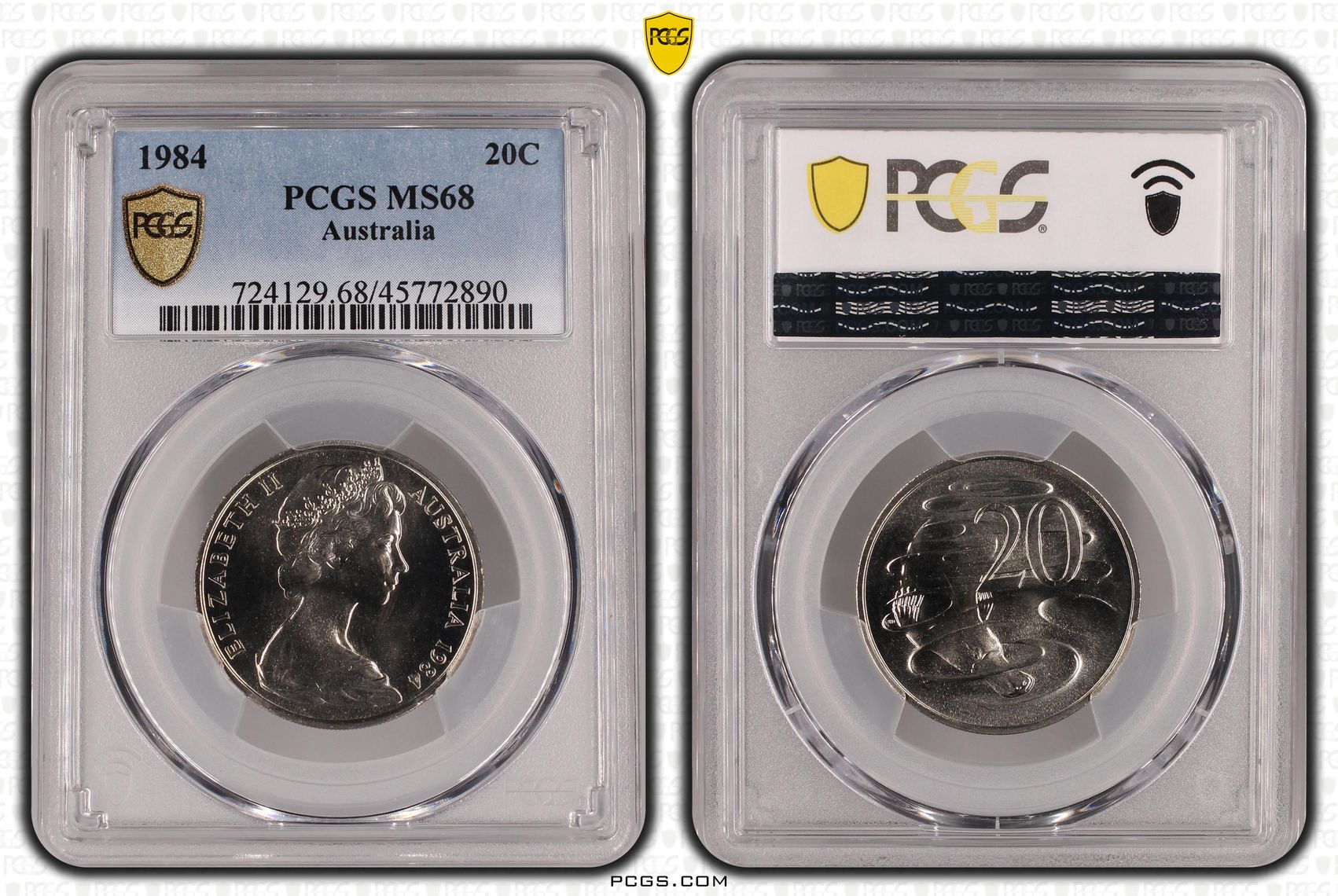 Elizabeth II, POP 9/0, Twenty Cent, 1984, PCGS MS 68