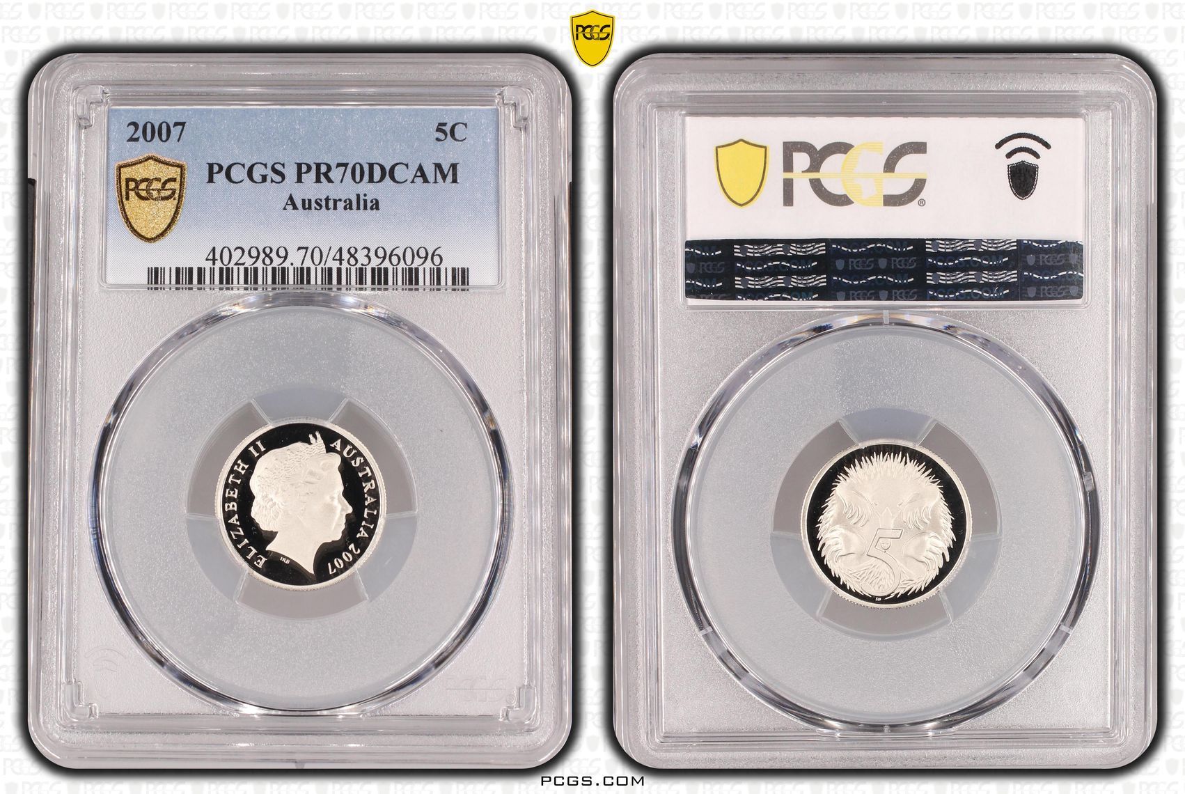 Elizabeth II, Five Cent, 2007, PCGS PR70DCAM