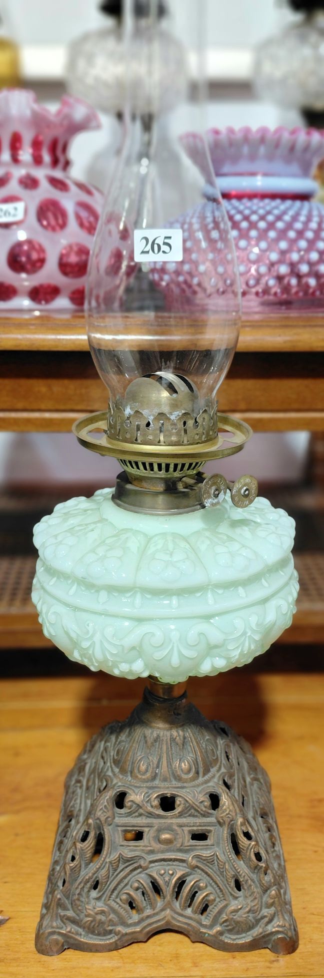 265 · ANTIQUE DUAL BURNER OIL LAMP