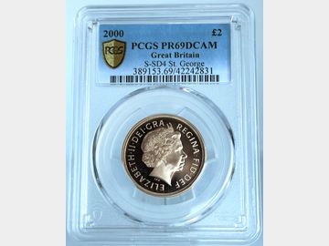 2000 ELIZABETH II GOLD PROOF 2 POUND COIN PR69 DCAM