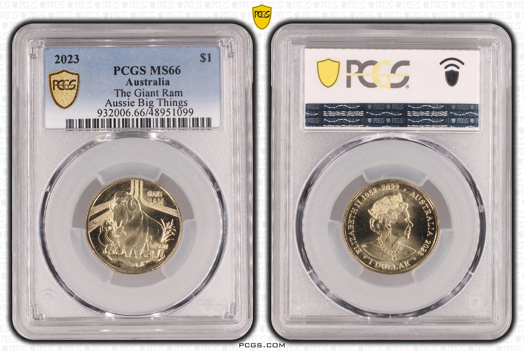 347 · Elizabeth II, The Giant Ram Aussie Big Things , One Dollar, 2023, PCGS MS66
