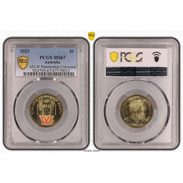 AFLW Premiership Colorized, One Dollar, 2023, PCGS MS67