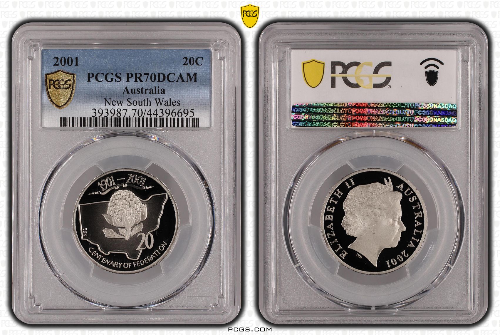 2001 Australian Twenty Cent, 20c Proof New South Wales PCGS - PR70DCAM POP 68/0 -695