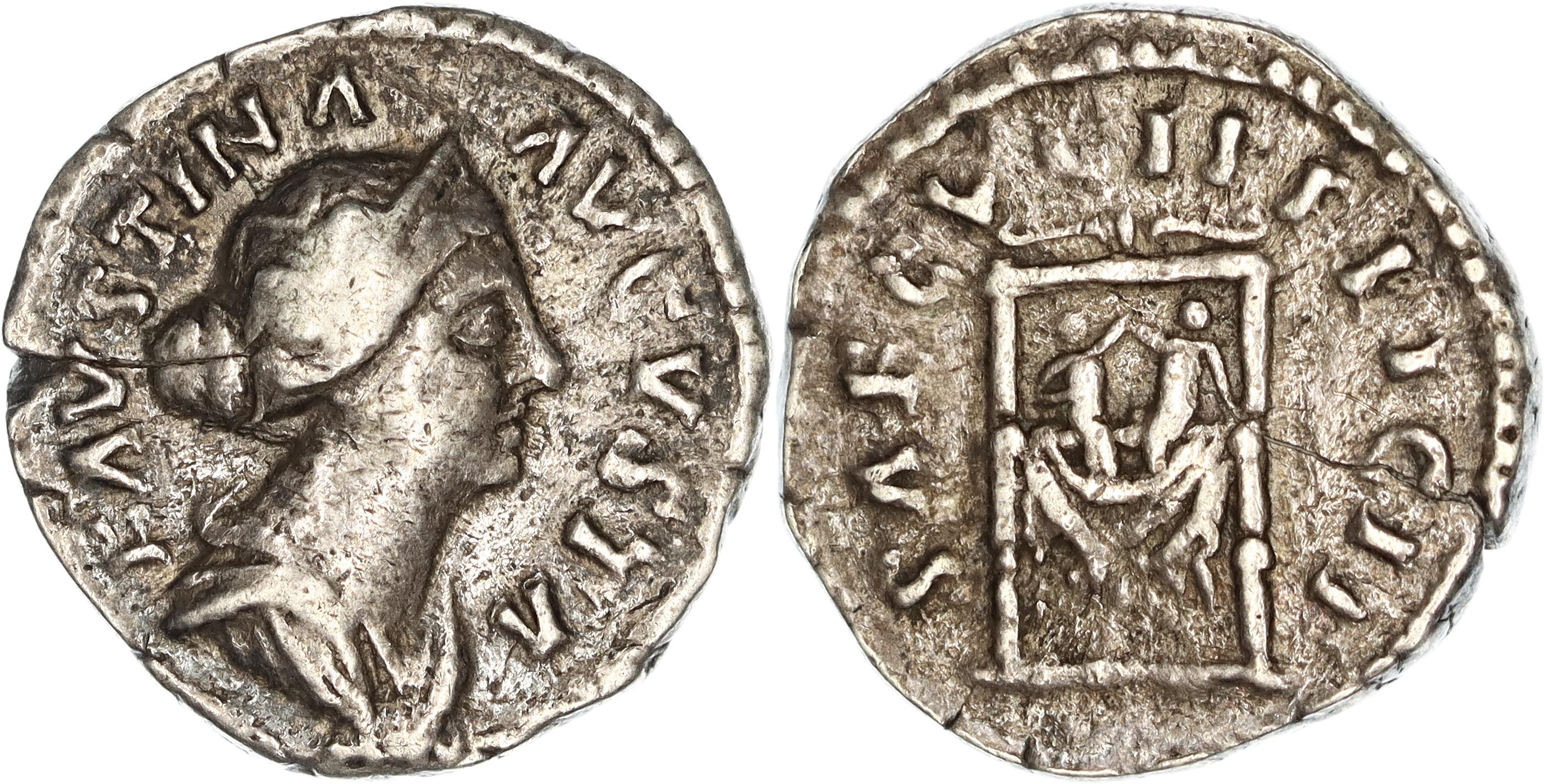 Roman Empire, Faustina II, Silver Denarius, 161-175 AD, gF-nVF