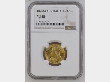 1895 MELBOURNE MINT GOLD SOVEREIGN OLD HEAD AU58 VICTORIA