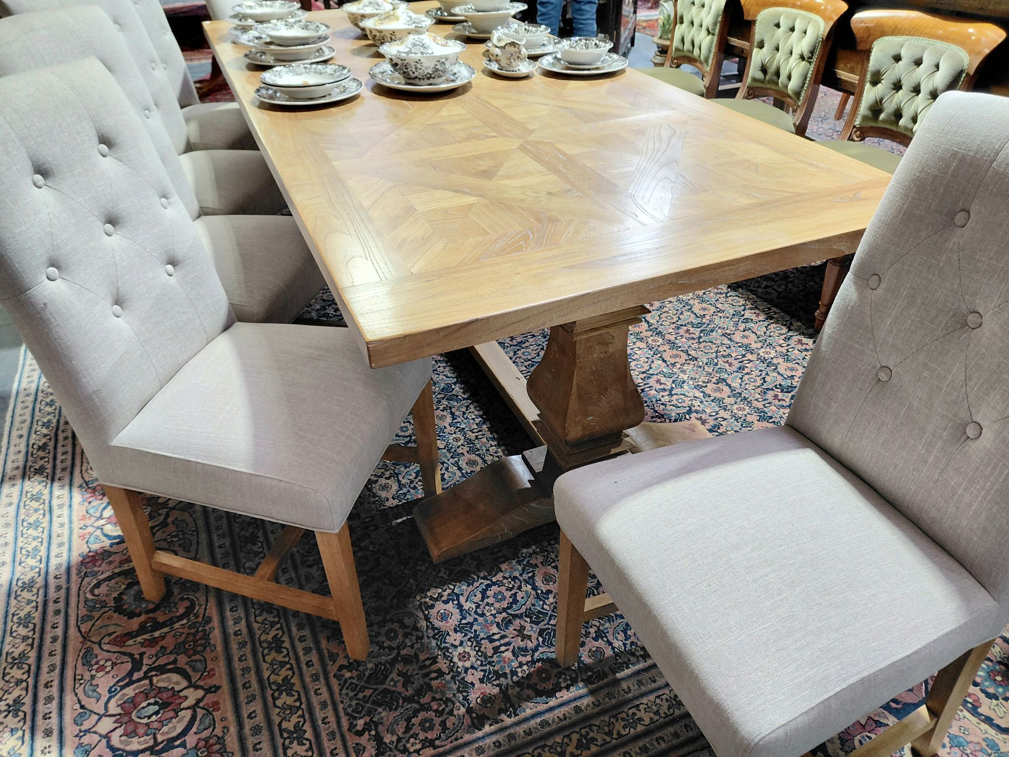 Hamptons Style Parquetry Dining Suite
