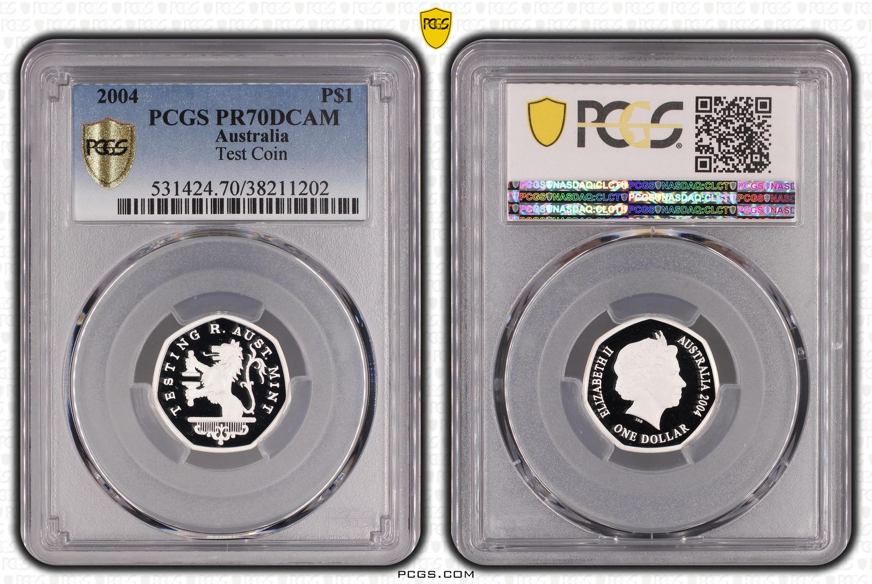 2004 Australia One Dollar, $1 Silver Test Coin PCGS - PR70DCAM POP 19/0 -202