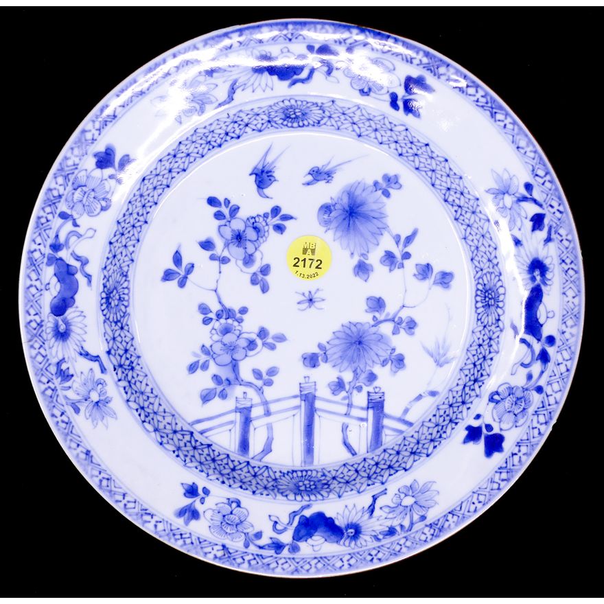 Chinese 18th Century B&W Dish- AS IS- 8.5''