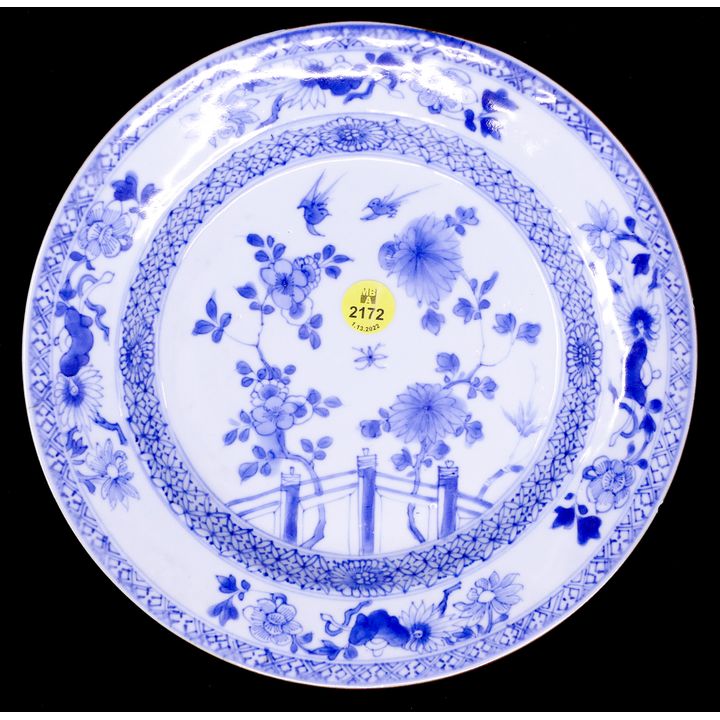 Chinese 18th Century B&W Dish- AS IS- 8.5''