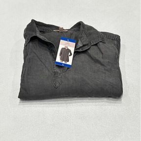 Como Vintage Women's Long Sleeves Mini Shirt Dress, Black Denim, Size L