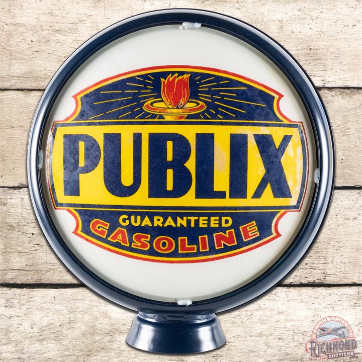 Beacon Caminol Publix Guaranteed Gasoline 15" Single Globe Lens w/ HP Metal Body