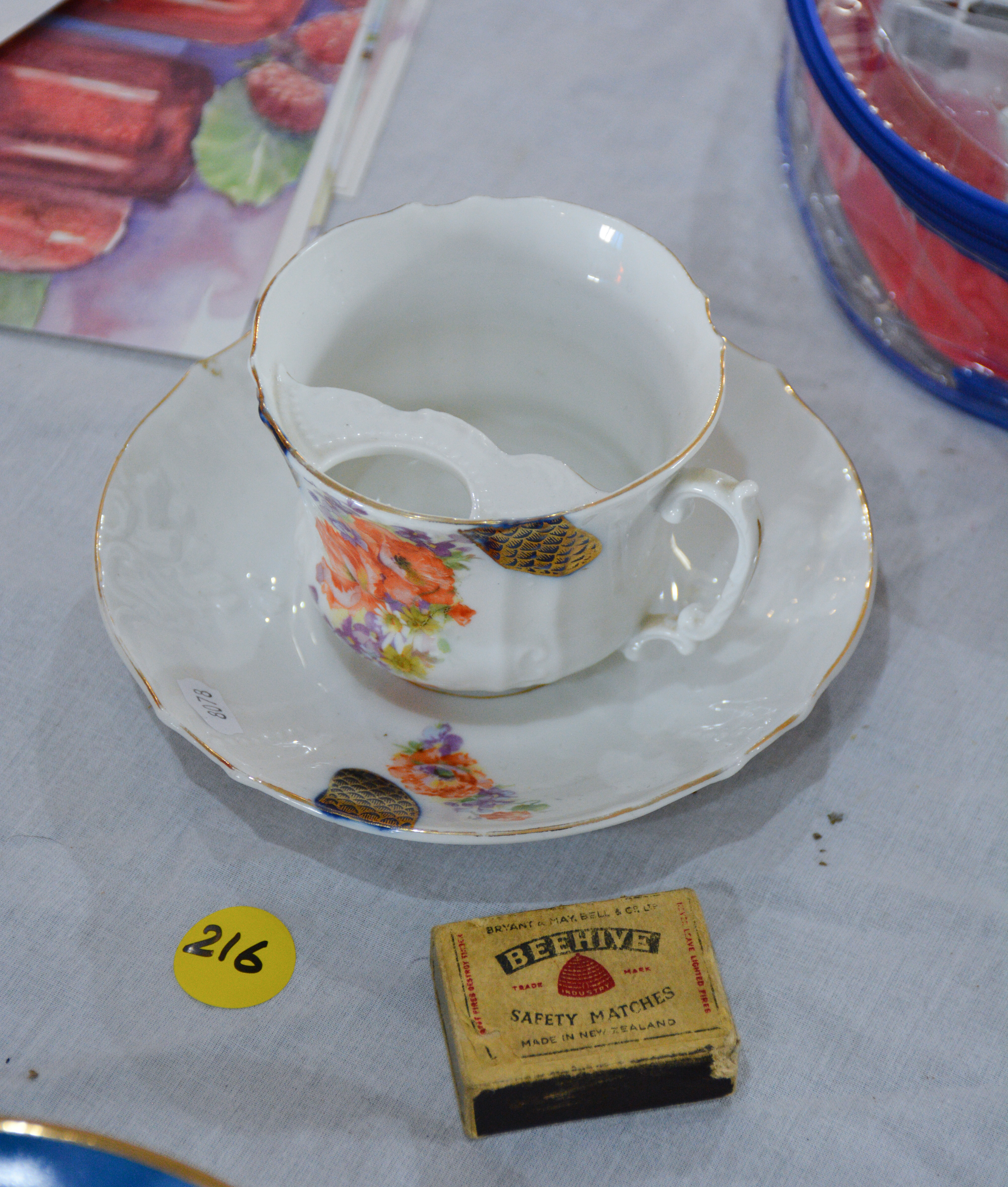 Vintage Moustache Protector Cup and Saucer — sold at auction in New Zealand for $10