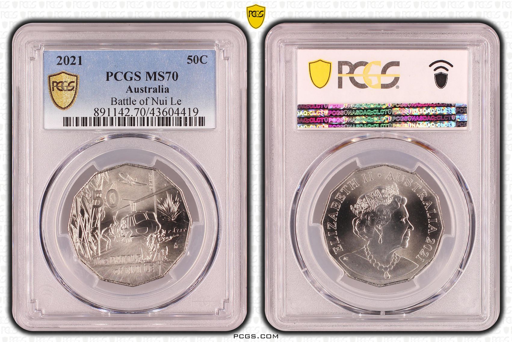 2021 Australia Fifty Cent, 50c Battle of Nui Le PCGS - MS70 POP 12/0 -419